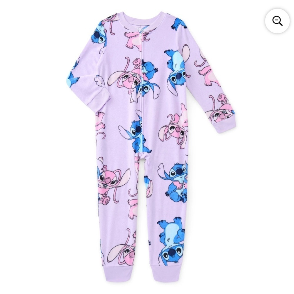 Disney Lavender Pajama Set Stitch and Angel NEW 7 8 Medium One Piece